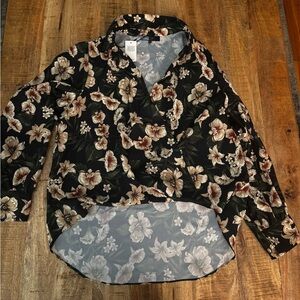 Rachel Roy Floral high hi low top shirts Blouse XL NEW NWT extra large